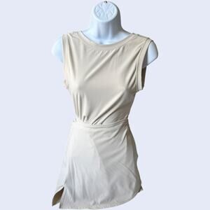 L Minimalist Sleeveless Wrap Romper Beige Regular Fit